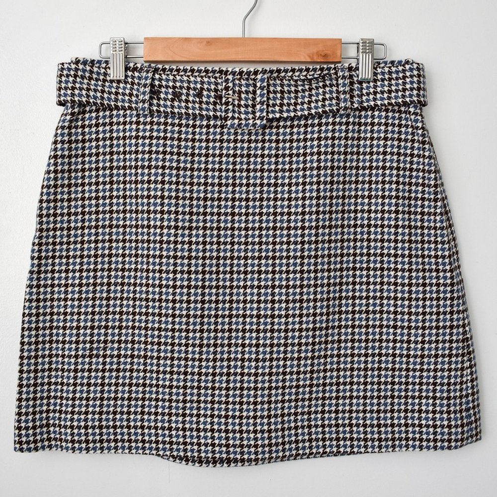 NWT Kate Spade Houndstooth Skirt Multicolor Blue